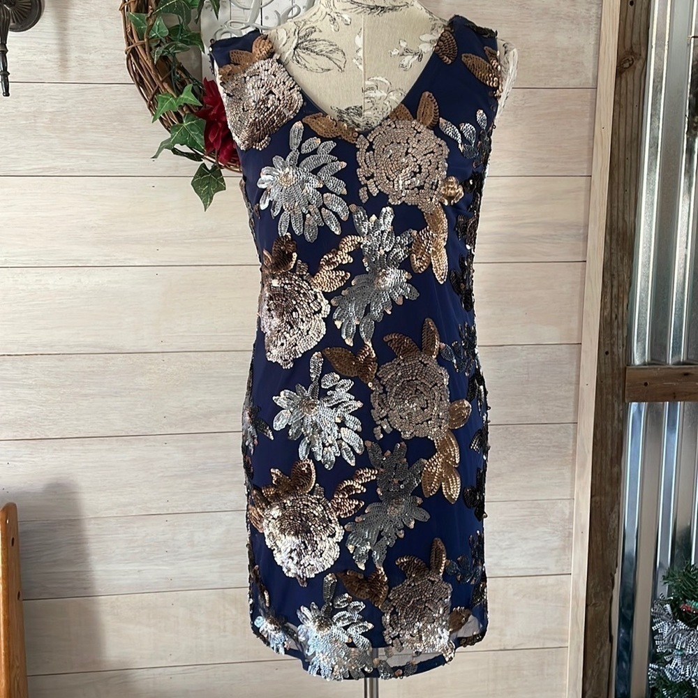 Alya Navy Sequin Dress S